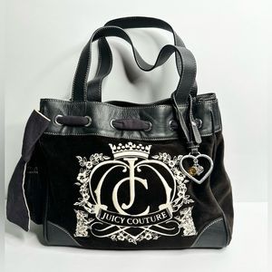VTG Y2K Juicy Couture Velour Velvet Hobo Shoulder Bag Scotties Crest